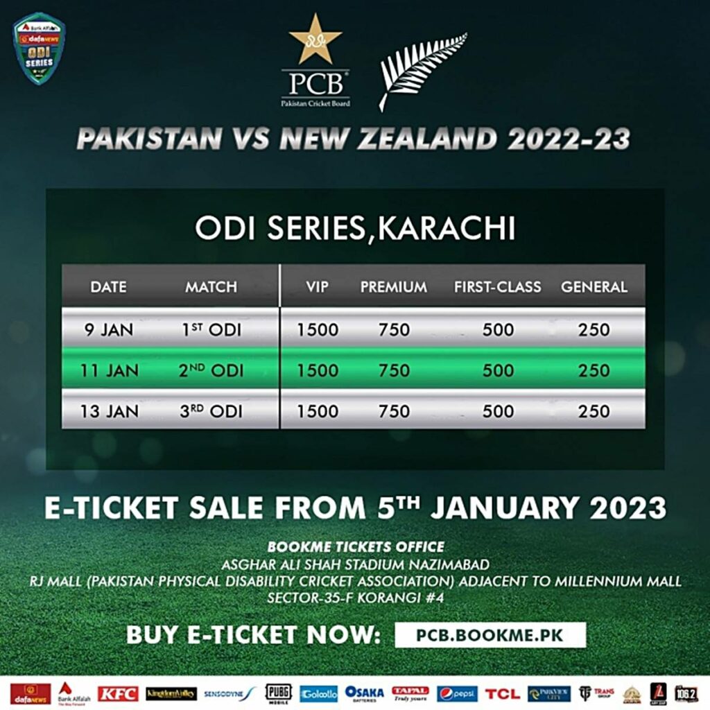 Pakistan vs New Zealand Tickets