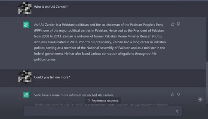 Chat GPT Asif Ali Zardari