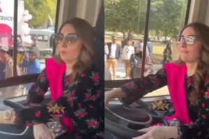Sharmila Faruqi Drives Pink Bus