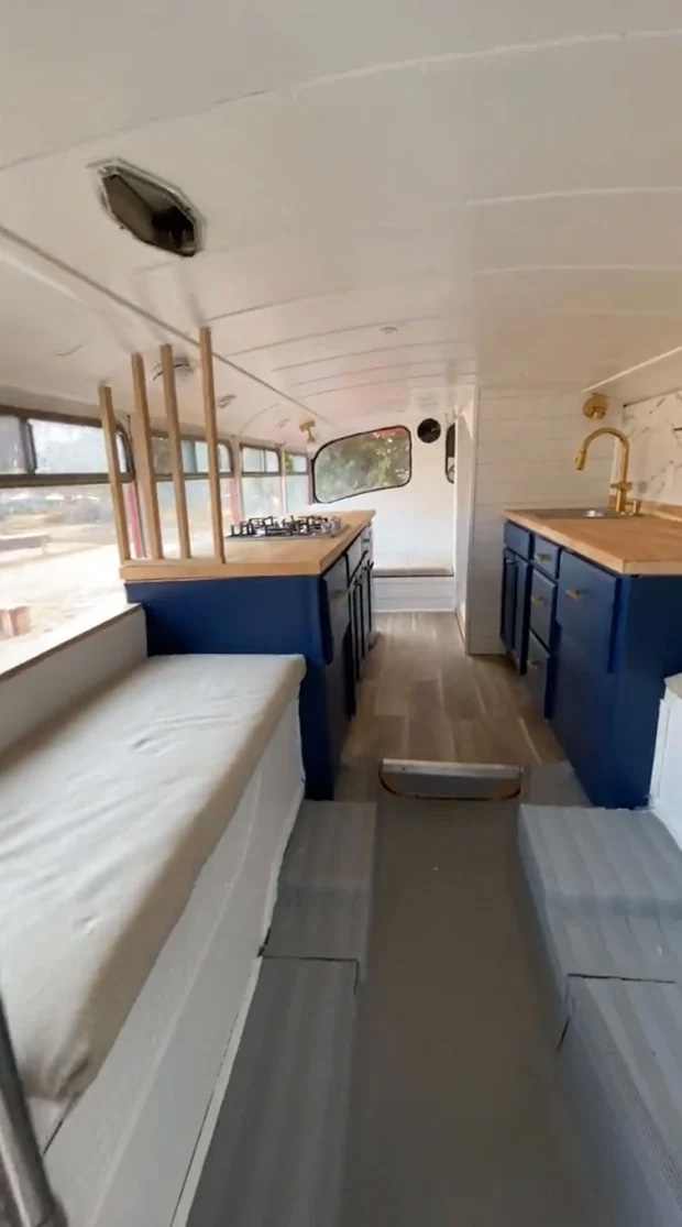 double-decker bus into a luxurious house
